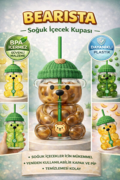 Mim Life Bearista Plastik Soğuk İçecek Bardağı