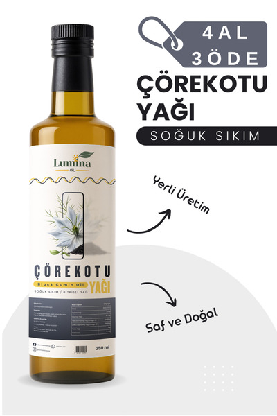 LUMİNAOİL Çörekotu Yağı ( Çörekotu ) 250 ML %100 Soğuk Press