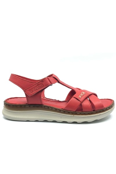 Venüs Cedrus Genuine Leather Comfort Orthopedic Women's Sandals Red
