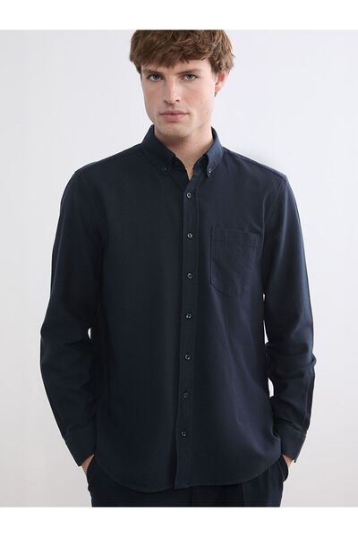 LC Waikiki Southblue Navy Blue Regular Fit Long Sleeve Men's Lumberjack Shirt