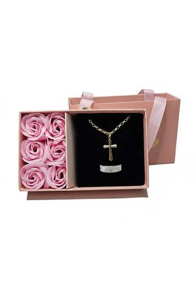 VİBE Gift Box with 6 Scented Roses with Jewelry Compartment in Pink
