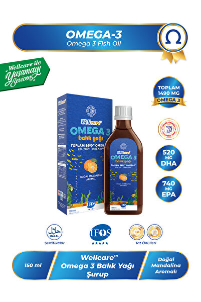 Wellcare Omega 3 Doğal Mandalina Aromalı Balık Yağı - 150 ML