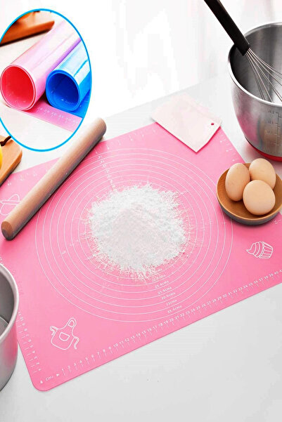 Tilbe Home Silikon Hamur Açma Matı Ölçülü Isıya Dayanır Hamur Yoğurma Matı Büyük Boy Mutfak Pasta Fırın Altlık