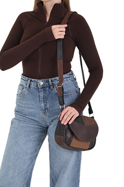 Erzeno Prava koža Sa ukrštenim bretelama Dnevne žene Torba za rame - Crne žen...