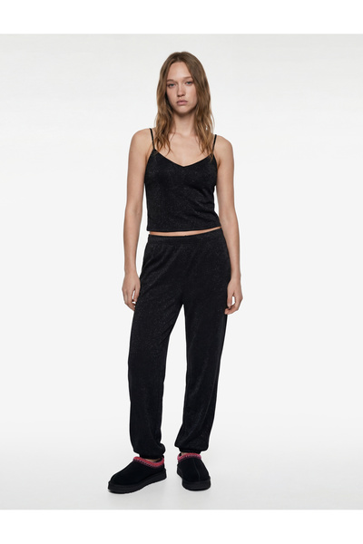 Koton V-Neck Glitter Strap Pajama Top