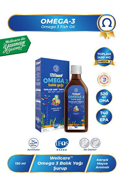 Wellcare Omega 3 Karışık Meyve Aromalı Balık Yağı - 150 ML
