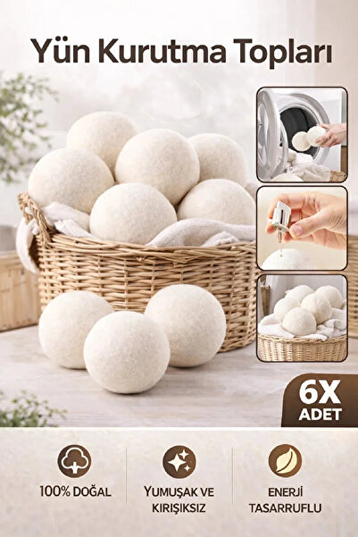 Tilbe Home 6 قطع من كرات تجفيف الملابس من الصوف مقاس XXL كبيرة الحجم من كرات ...