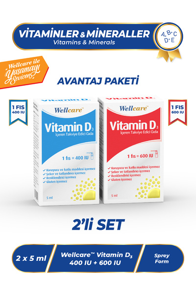 Wellcare D3 Vitamini 2'li Set - Vitamin D3 400 IU 5 ML & Vitamin D3 600 IU 5 ML