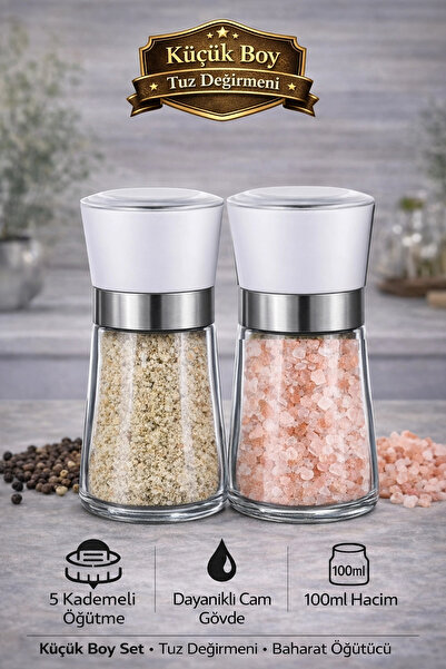 Tilbe Home Set of 2 Pepper Salt Shakers Mill Ceramic Blade Grinder Medium Siz...