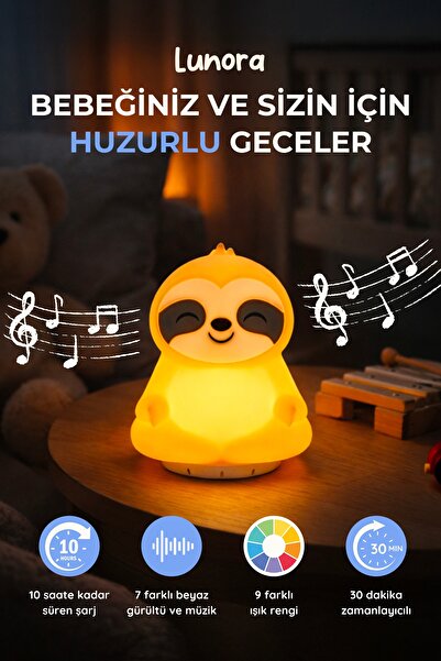 Lumaverse Lunora Beyaz Gürültü Sesli, Renk Değiştiren Gece Lambası