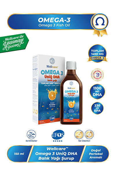 Wellcare Uniq Dha Omega 3 Doğal Portakal Aromalı Balık Yağı - 150 ML