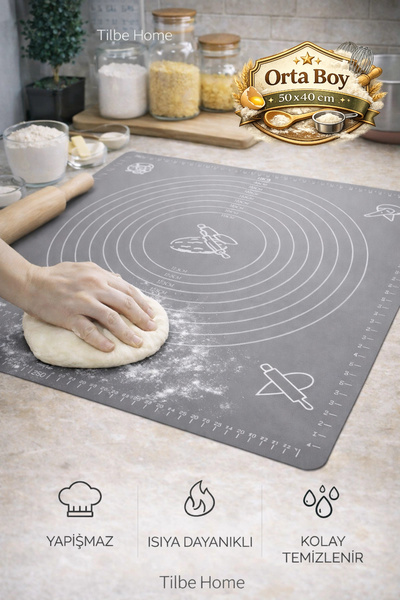 Tilbe Home حصيرة لف العجين من السيليكون، حصيرة عجن العجين المقاومة للحرارة، ح...