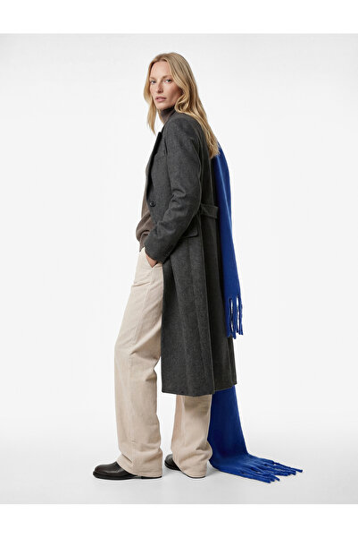 Koton Belted Coat Extra Long Pockets Long Sleeve Double-Breasted