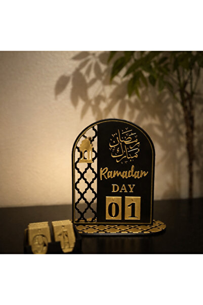 lysiaaccessory Ramazan Takvimi Masaüstü Dekoru | Değiştirilebilir Günlü Siyah...