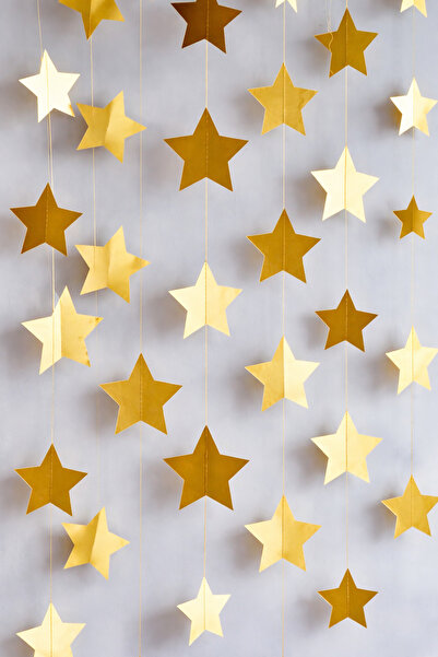 Parti dolabı Gold Altın Asmalı Yıldız Tavan Süslemeleri Ipli Sarkıt Uzar Süs ...