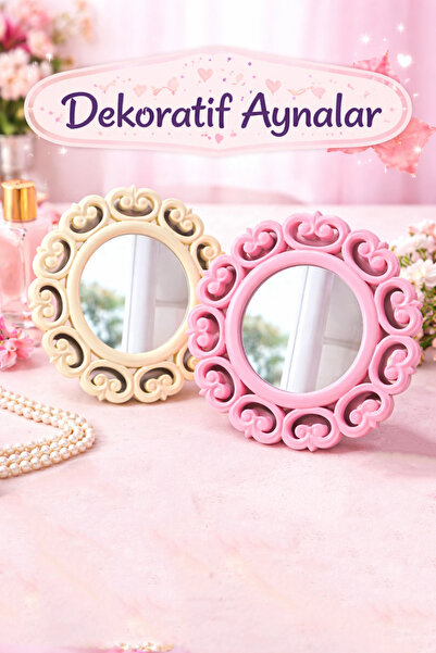 Tilbe Home Dekoratif Ayna Duvara Asılabilir Yuvarlak Desenli Stil Aynası 24 x...