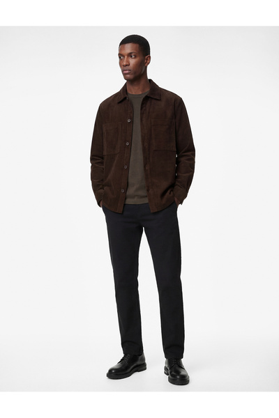 Koton Regular Fit Long Sleeve Pocket Cotton Classic Collar Corded Fabric Velv...