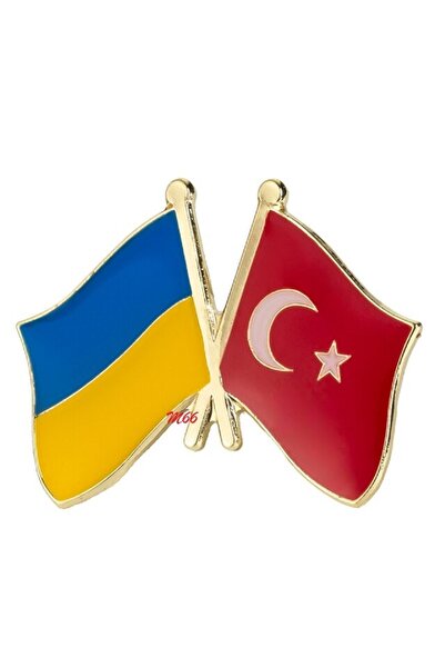 Market66 Ukrayna Türkiye Bayraklı Dostluk Rozeti Ukraine Bayrağı Iğneli Ikili...