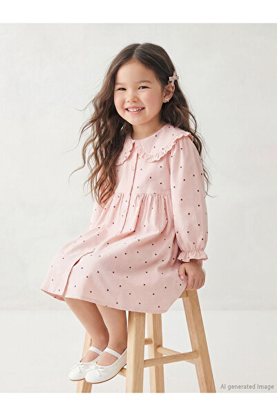 LC Waikiki Rochie pentru fetiță cu guler roz cu buline
