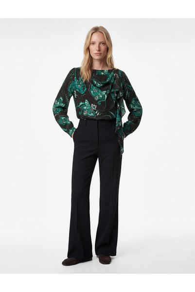 Koton Bluză din satin cu mâneci lungi și guler șal cu model floral etnic