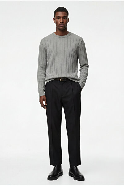 Koton Regular Fit Long Sleeve Striped Textured Crew Neck Knit Sweater