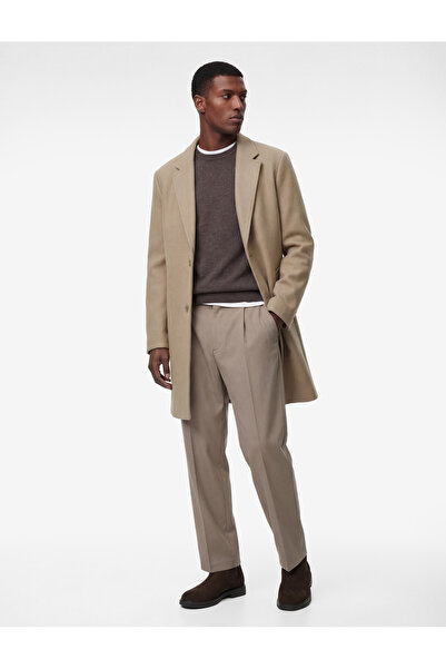 Koton Palton decolteu petrecut în V Kaşe cu mânecă lungă, cu buzunare și nasturi