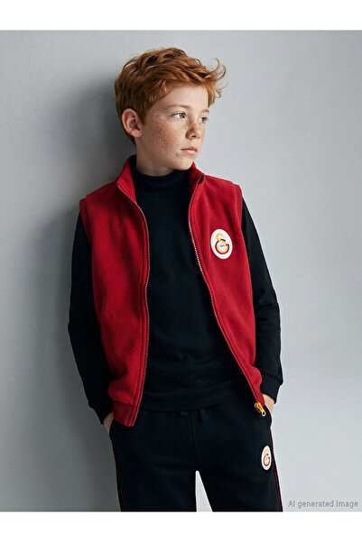 LC Waikiki Dik Yaka Galatasaray Baskılı Polar Erkek Çocuk Yelek