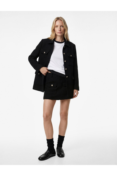 Koton Fusta mini A croială cu buzunare cu nasturi, amestecată de lână de oaie