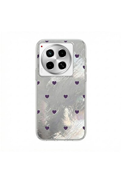 Pro Aksesuar Tecno Camon 30 Compatible Case Heart Patterned Silicone Case Lilac