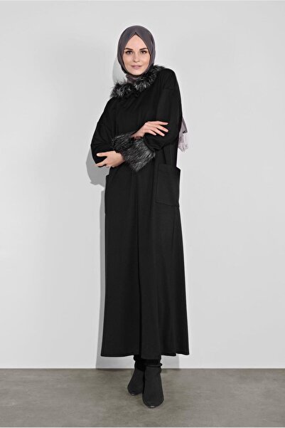 Alvina Сукня з капюшоном і хутряними деталями 40412