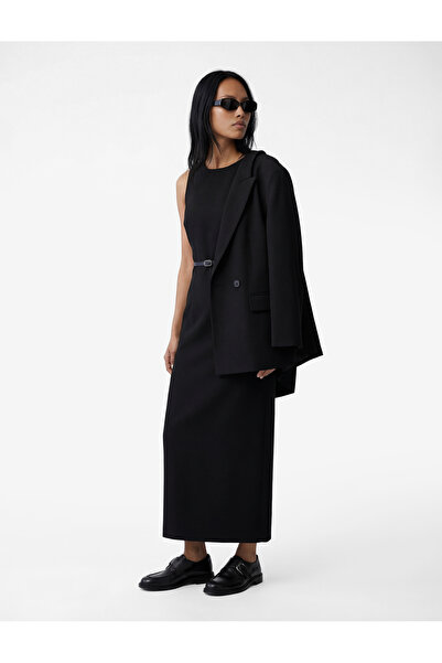 Koton Φόρεμα μίντι σε γραμμή Α με λεπτομέρεια στη ζώνη, αμάνικο με λαιμόκοψη ...