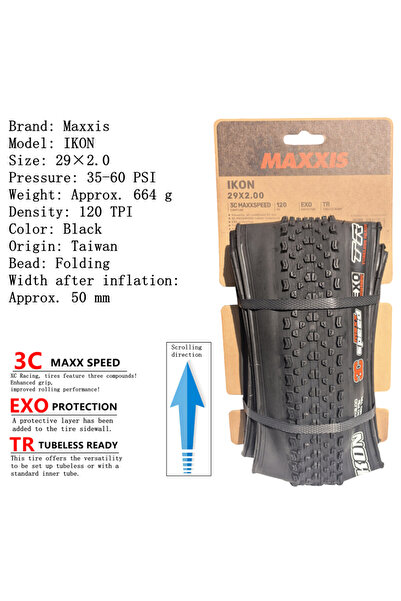 Maxxis إطارات الدراجات الجبلية القابلة للطي 29X2.0 3CEXOTR IKON (26/27.5/29X2...
