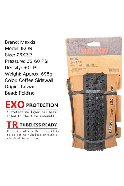 Maxxis إطارات الدراجات الجبلية القابلة للطي EXOTR Y IKON مقاس 26 × 2.2 (26/27...