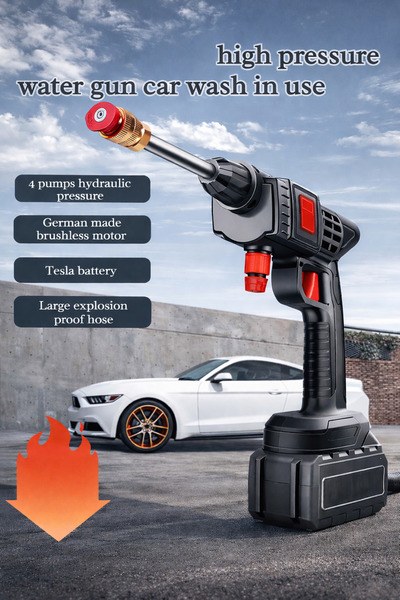 Generic Cordless Pressure Washer Gun 68Vh Li-Ion Battery Car Wash Kit Multi N...