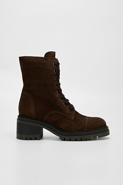 Valmenti Cizme casual de damă din piele întoarsă maro