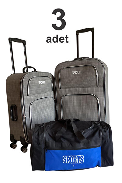 KARİZMA POLO 4-Wheeled-Bellowed-Very Lightweight 2 Pieces Fabric Suitcases La...