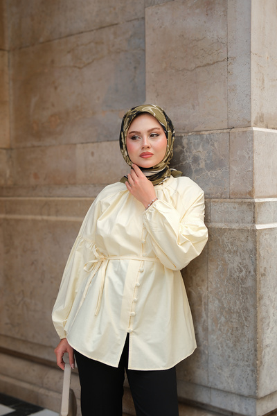 LOCCO Cămașă Brit cu nasturi, galbenă