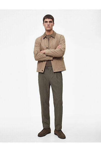 Koton Comfortable Fit Viscose Blend Pocketed Pleated Buttoned Fabric Trousers