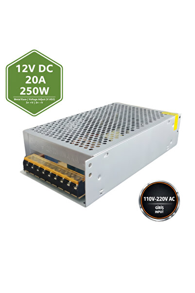 VOREX Peace B2882 12V 20A 250W Kalın Metal Kasa DC Adaptör | Endüstriyel Güç ...