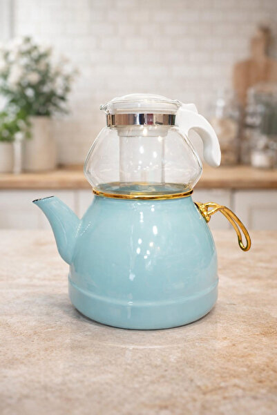 HOMEDEFNE CAM DEMLİKLİ EMAYE ÇAYDANLIK