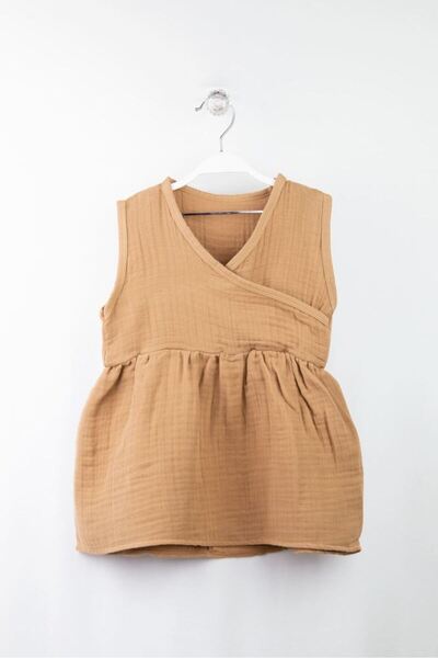 Bondilolly Rochie de muselina pentru bebelusi cu bretele late elastice in talie