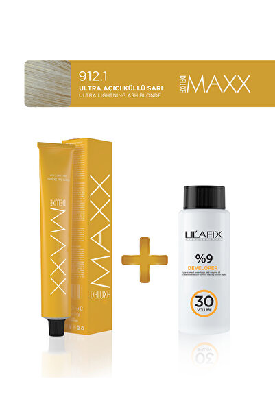 MAXX DELUXE Tüp Saç Boyası 60 ml 30V Oksidan 912.1 Ultra Açıcı Küllü Sarı