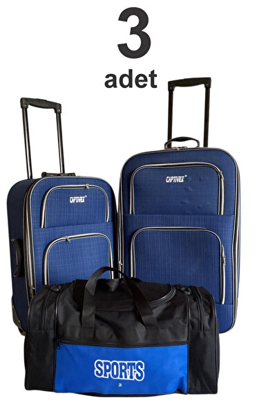 Captivex 2 Wheels-Bellowed-Very Lightweight 2 Pieces Fabric Suitcases Large a...