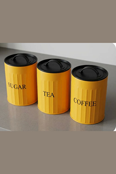 hemlife 3-Piece Metal Lid Storage Box Tea Coffee Sugar Bowl Set Jar Storage C...