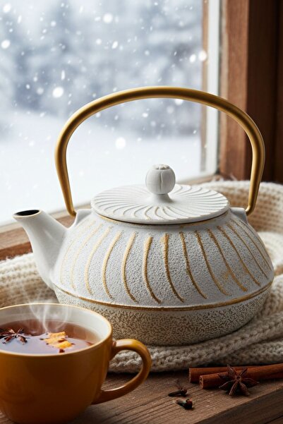 Bambum Linden - Sümbül Döküm Demlik 300 Ml Beyaz