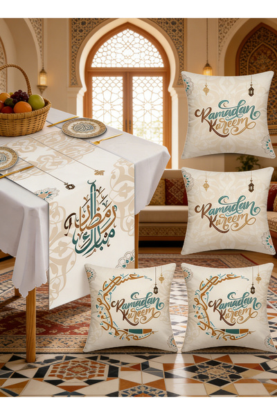 Generic Ramadan Decorations, 4 Pillow Covers + Velvet Table Runner Set Ideal ...