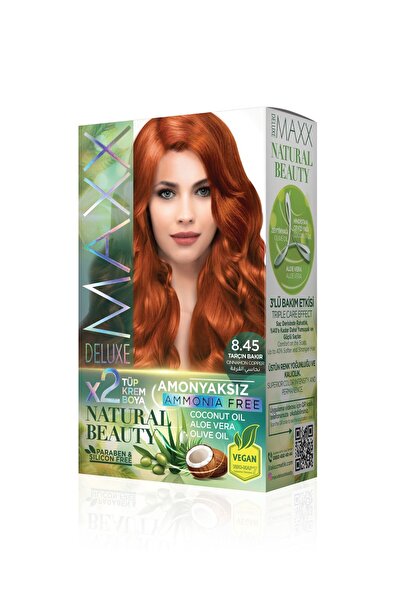 MAXX DELUXE Natural Beauty Amonyaksız Set Saç Boyası 8.45 Tarçın Bakır