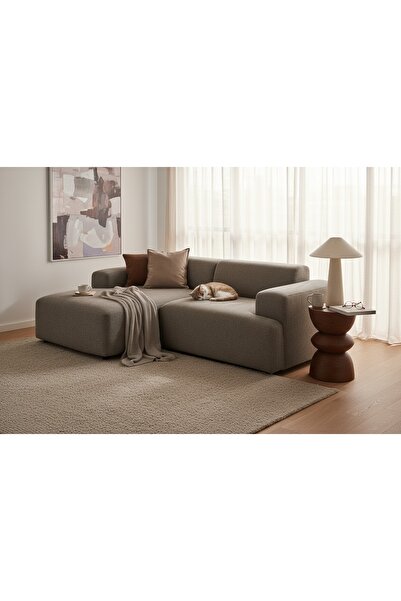 Vivense ELSA KETEN MİNİ KÖŞE KOLTUK, SOL KÖŞE, KAHVERENGİ