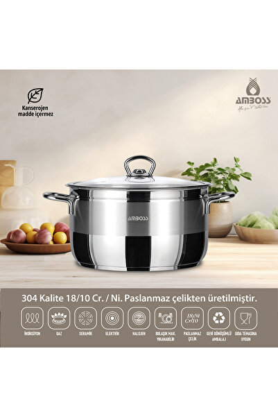 Amboss Сакс от неръждаема стомана Saphire с стъклен капак - 20 см