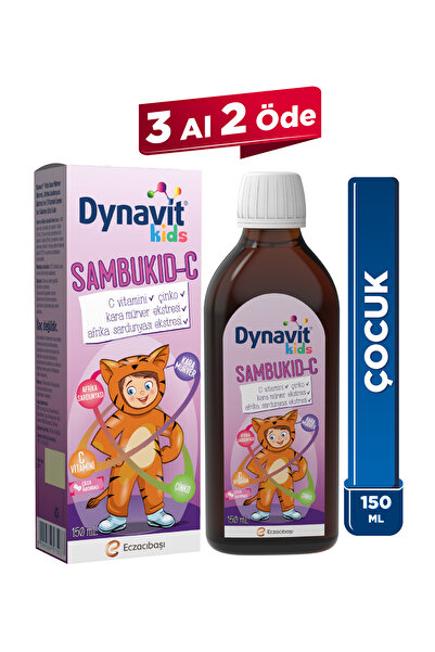 Dynavit Kids Sambukid-C Şurup 150 mL - Çocuklar için Kara Mürver, C Vitamini,...